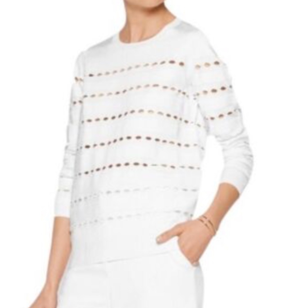 NEW HERVE LEGER White Stretch Sweater - Medium